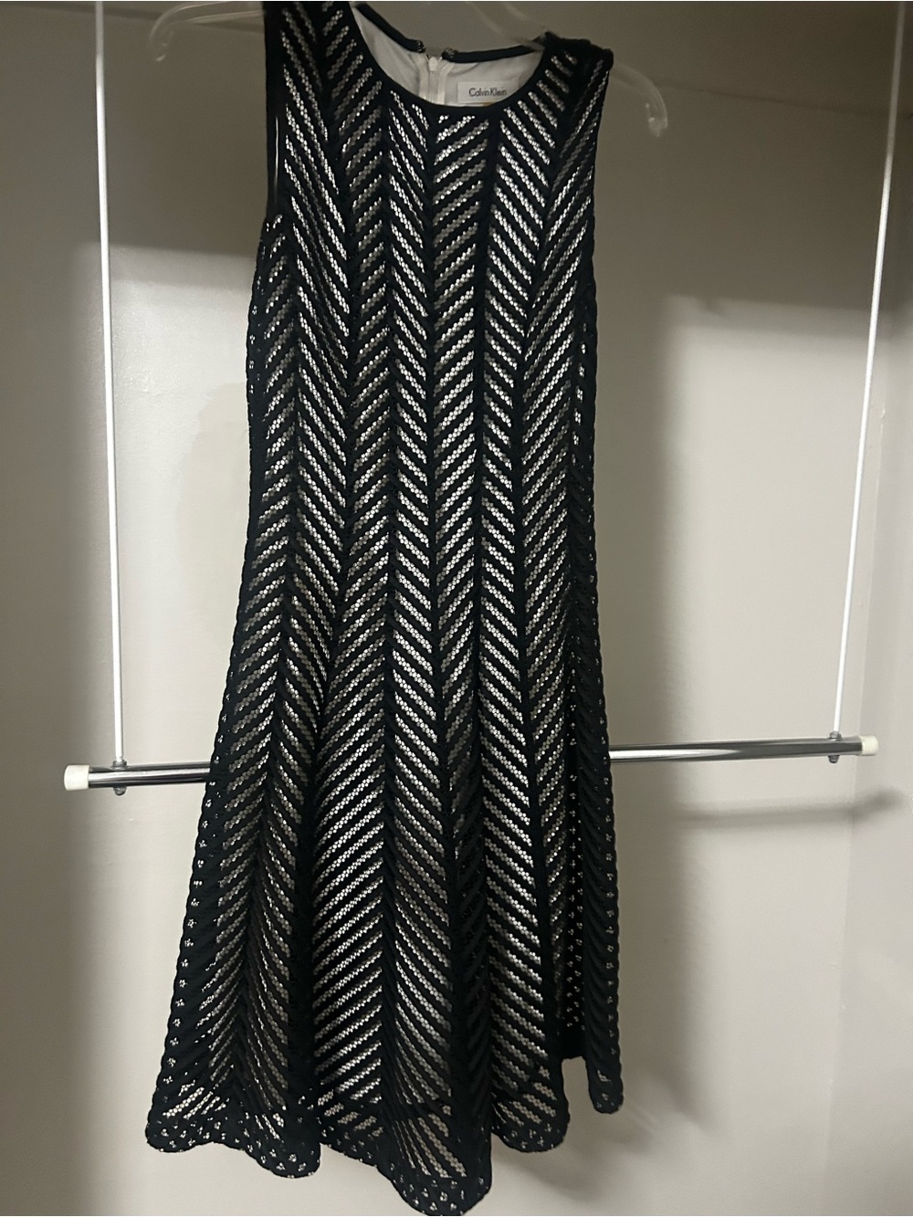 Calvin Klein Black and Cream Crochet Dress